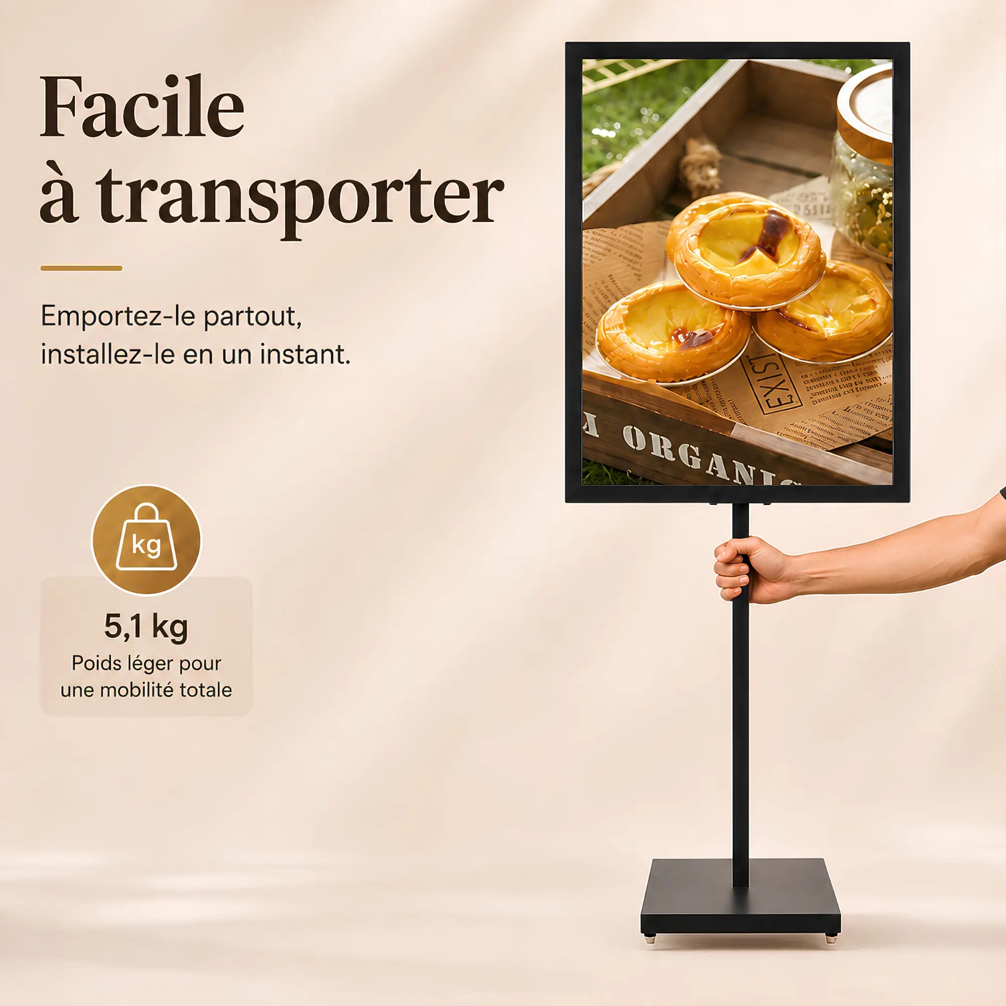 Chevalet d’affichage publicitaire sur pied