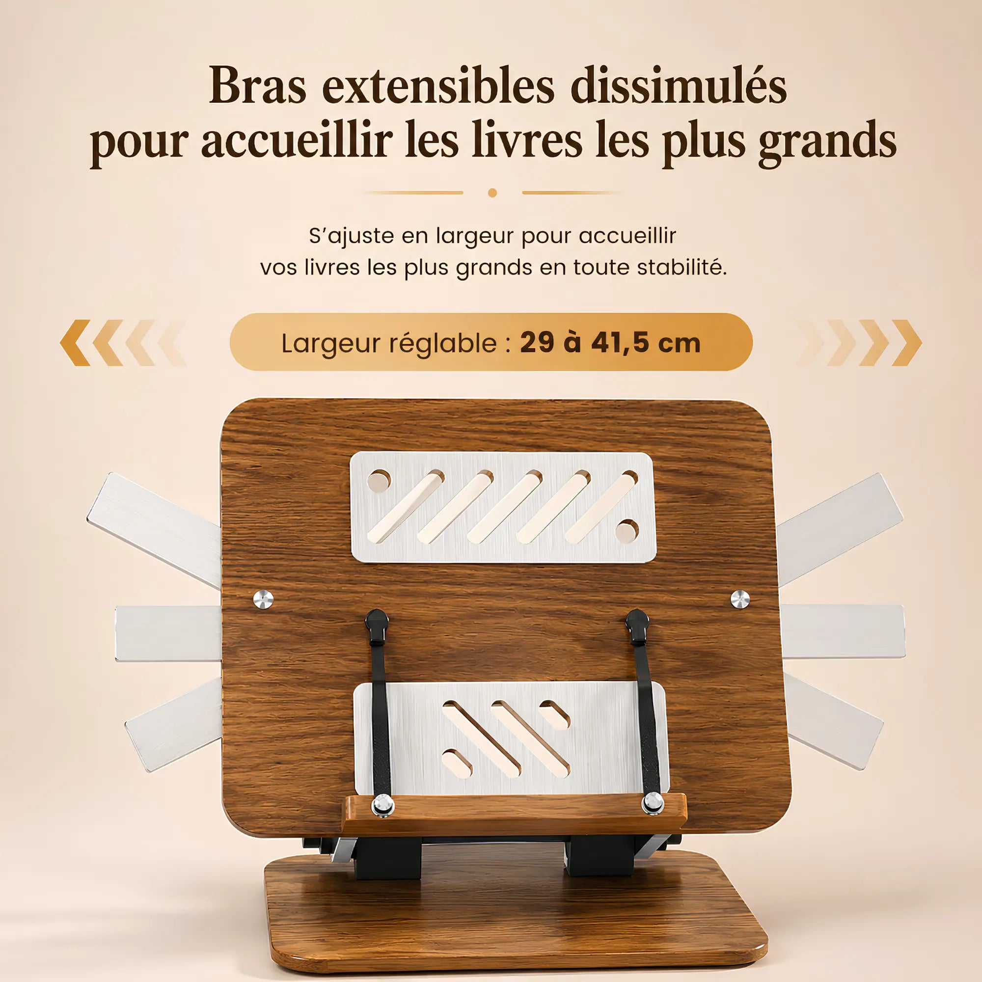 Chevalet de lecture réglable avec support métallique