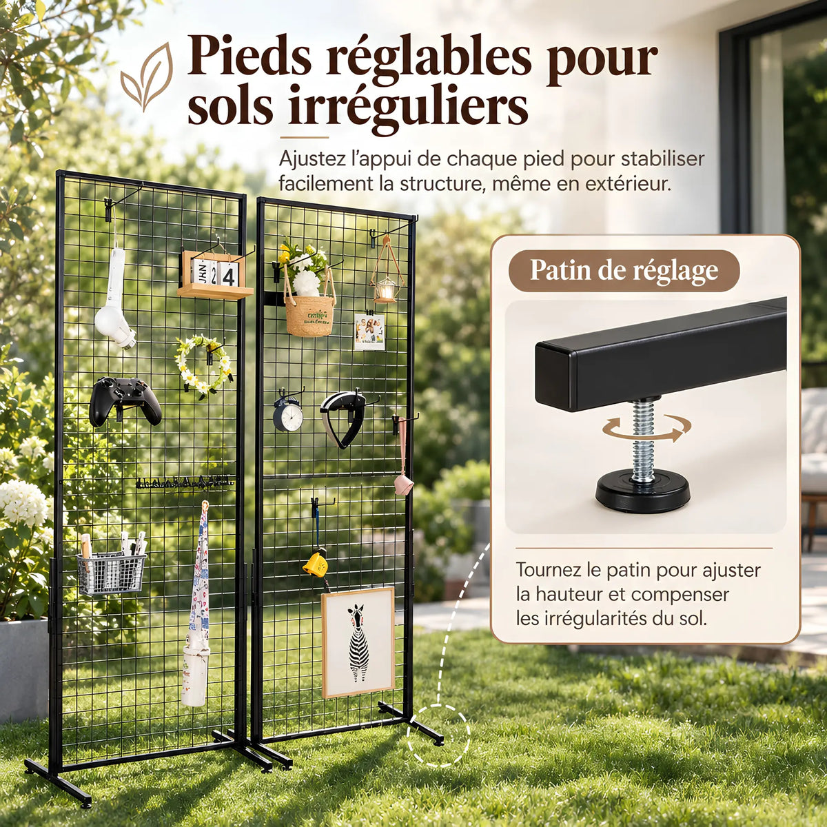 Grille publicitaire double face sur pied 