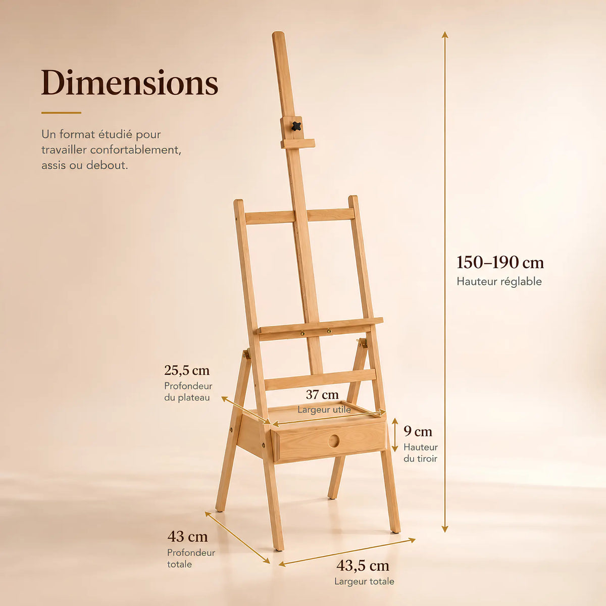 Chevalet en bois avec étagère
