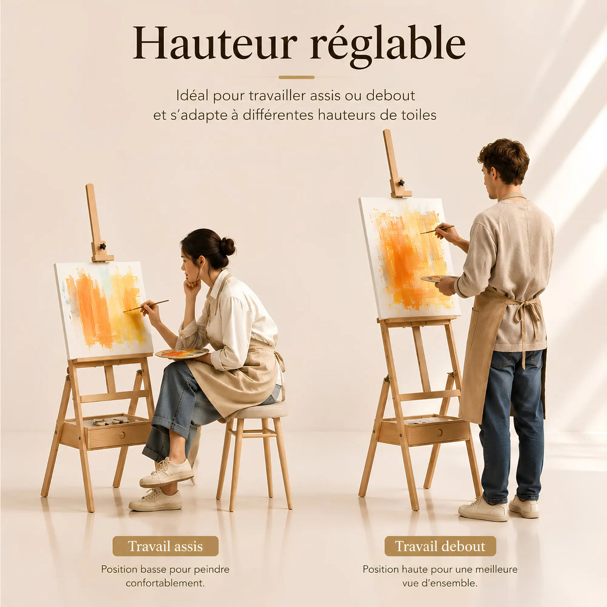 Chevalet en bois avec étagère