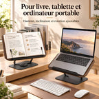Chevalet de lecture en bois et métal avec base rotative