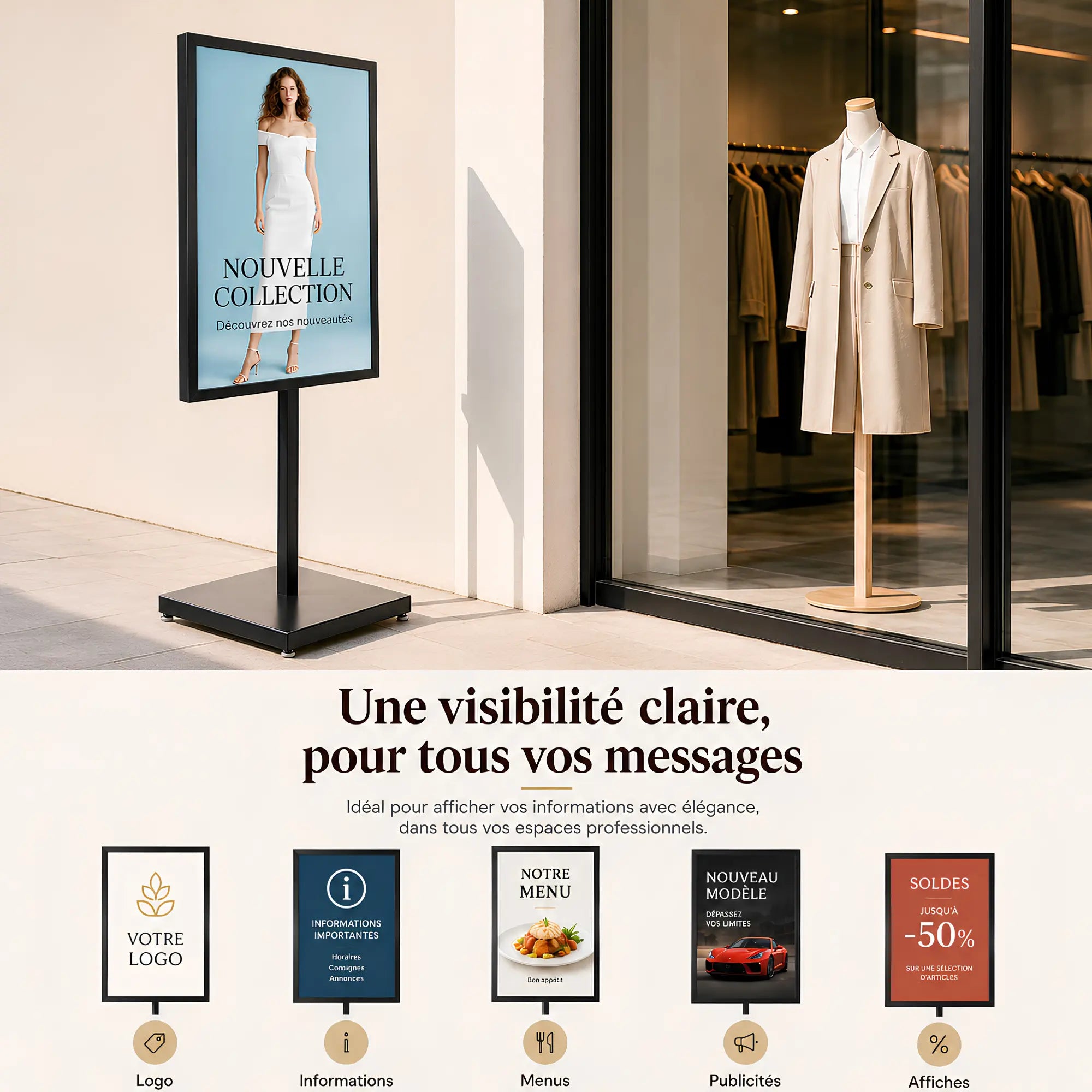 Chevalet d’affichage publicitaire sur pied