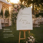 Chevalet en bois pour mariage avec panneaux personnalisé