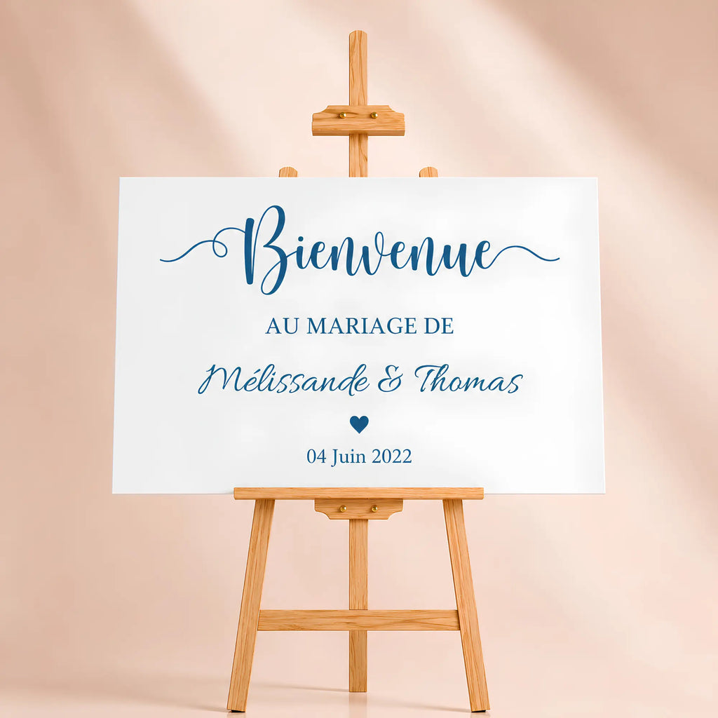 Chevalet en bois pour mariage avec panneaux personnalisé