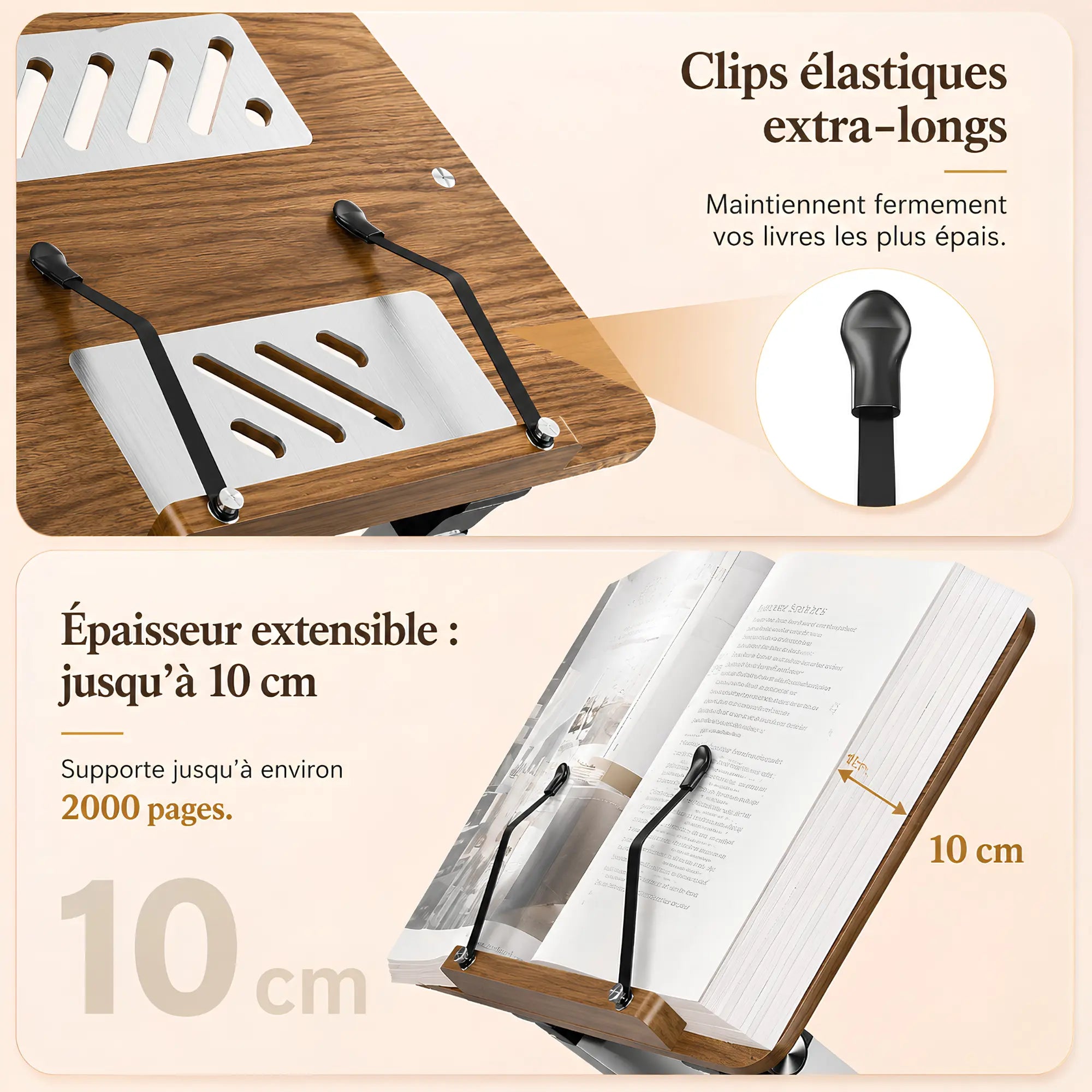 Chevalet de lecture réglable avec support métallique