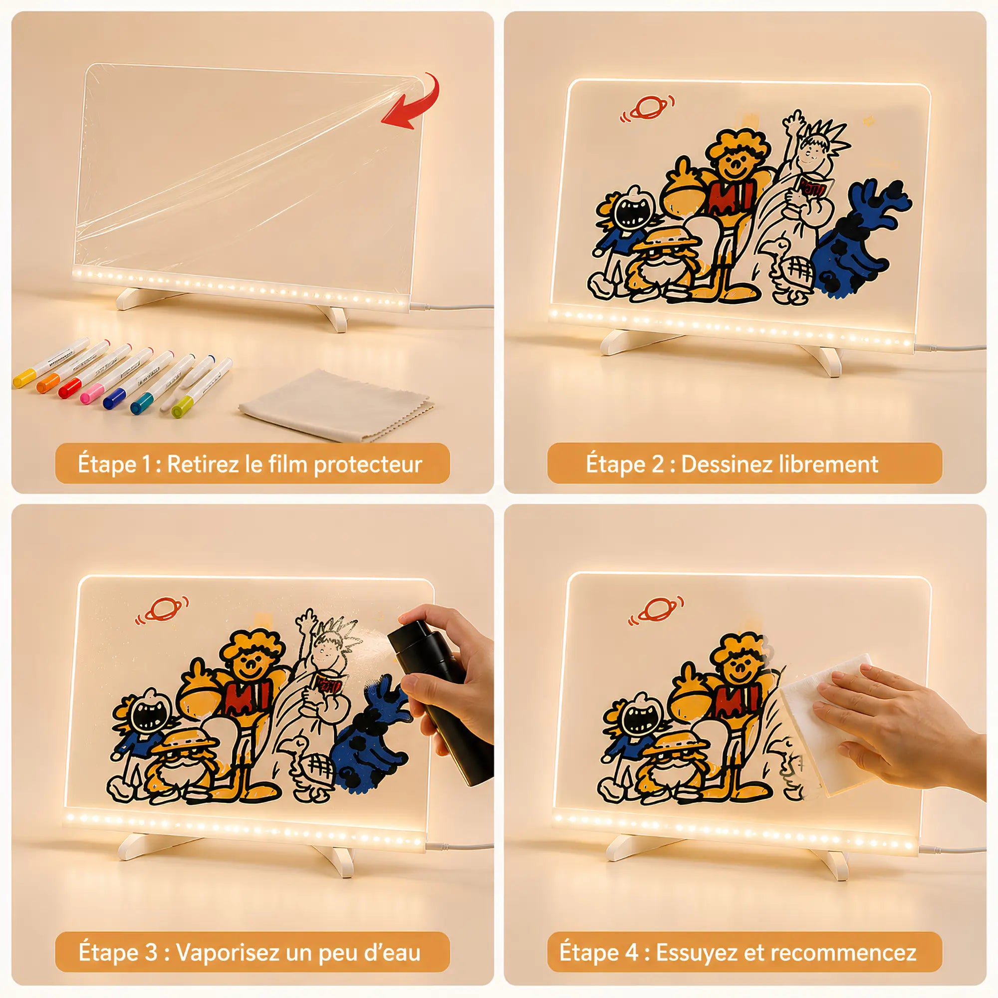 Chevalet de table écriture LED pour enfant