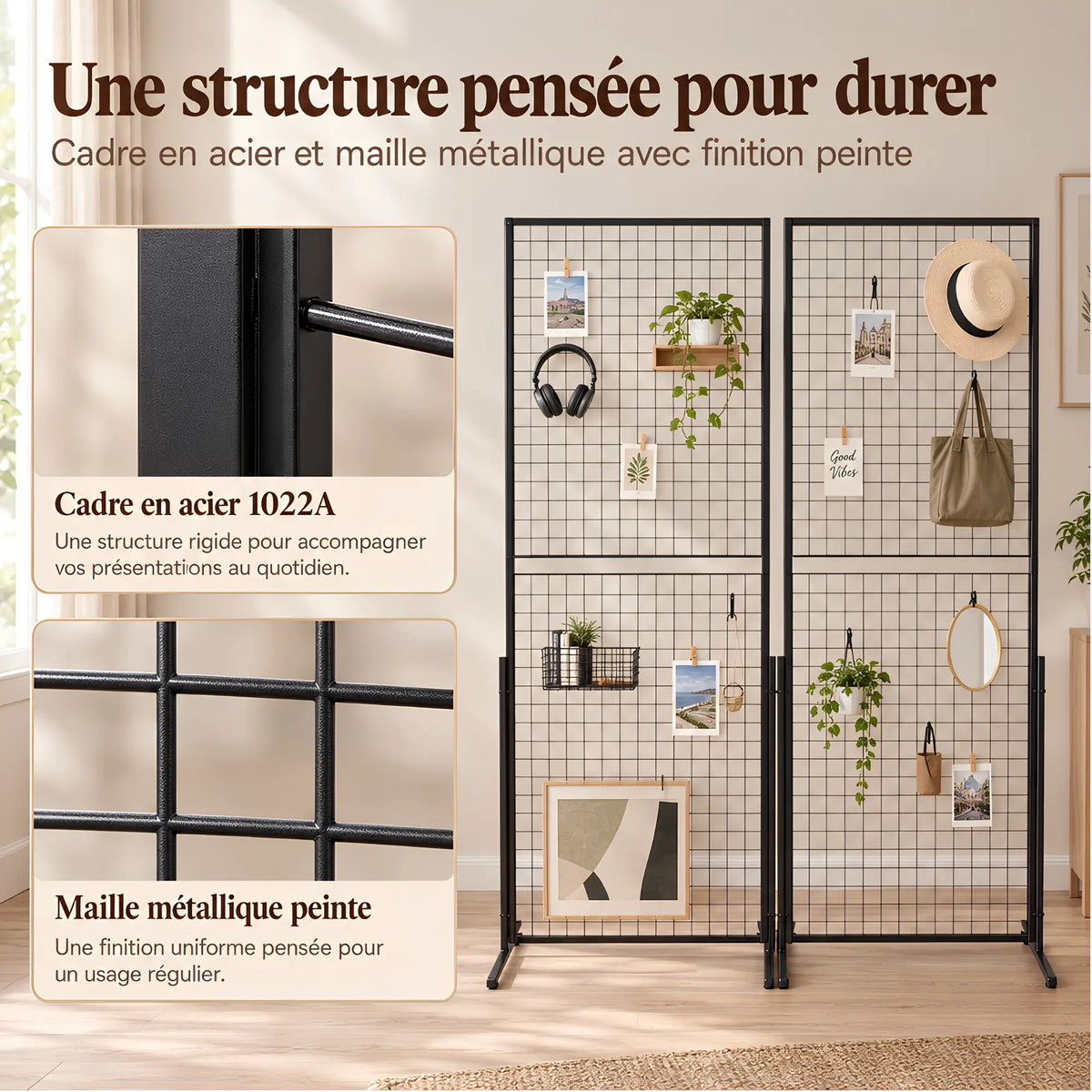 Grille publicitaire double face sur pied 