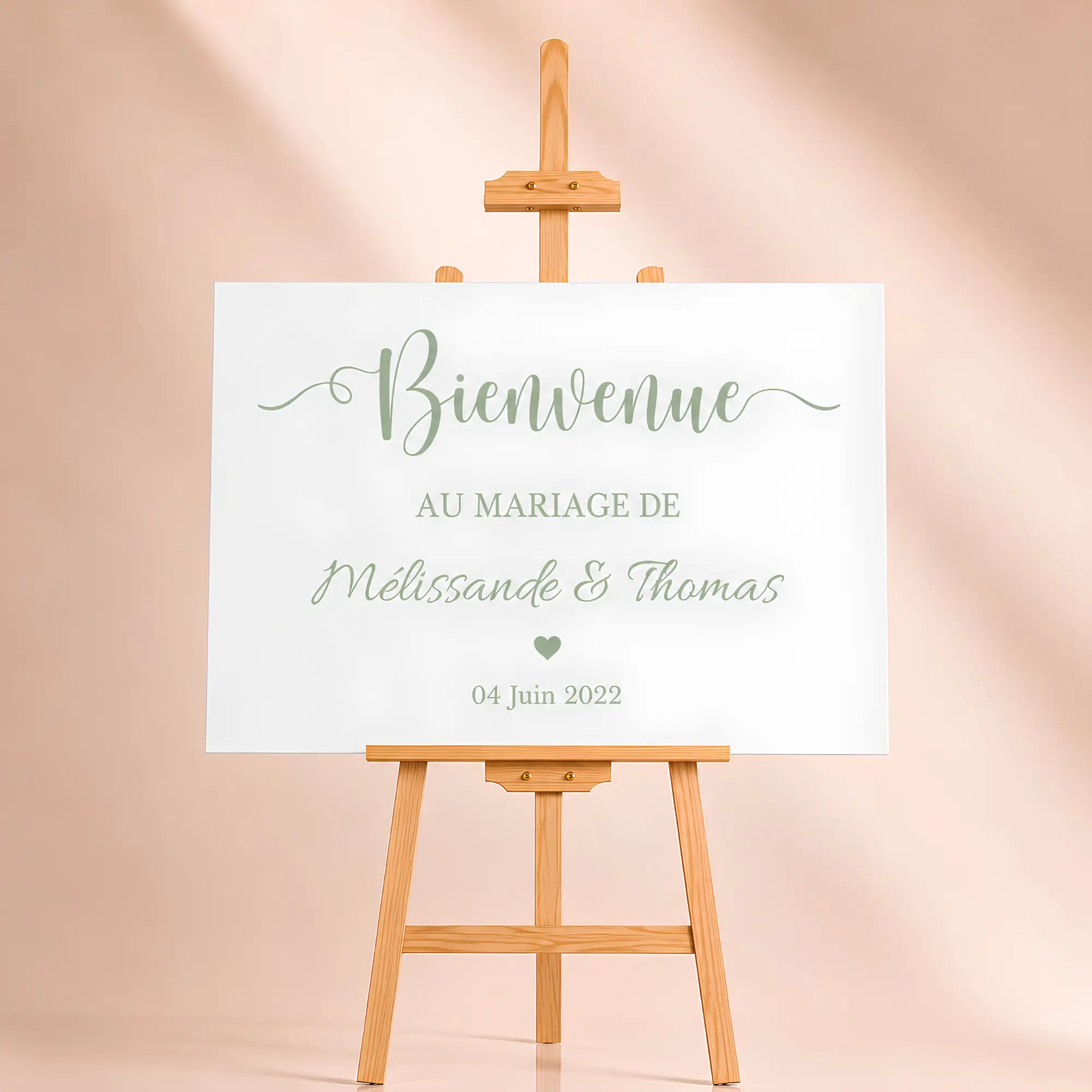 Chevalet en bois pour mariage avec panneaux personnalisé