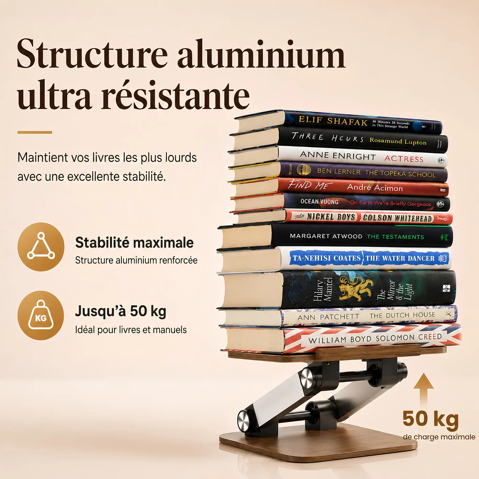 Chevalet de lecture réglable avec support métallique