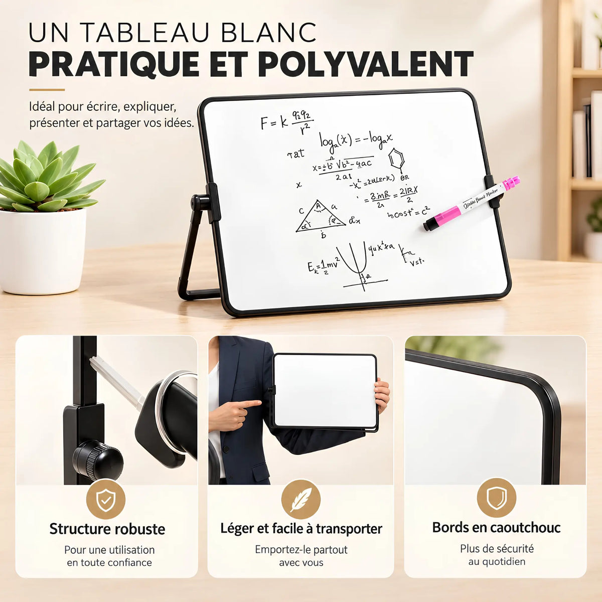 Chevalet de table avec tableau blanc double face