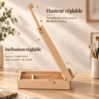 Grande boîte-chevalet de table en hêtre