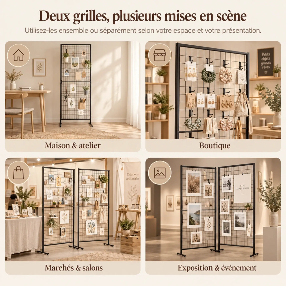 Grille publicitaire double face sur pied 