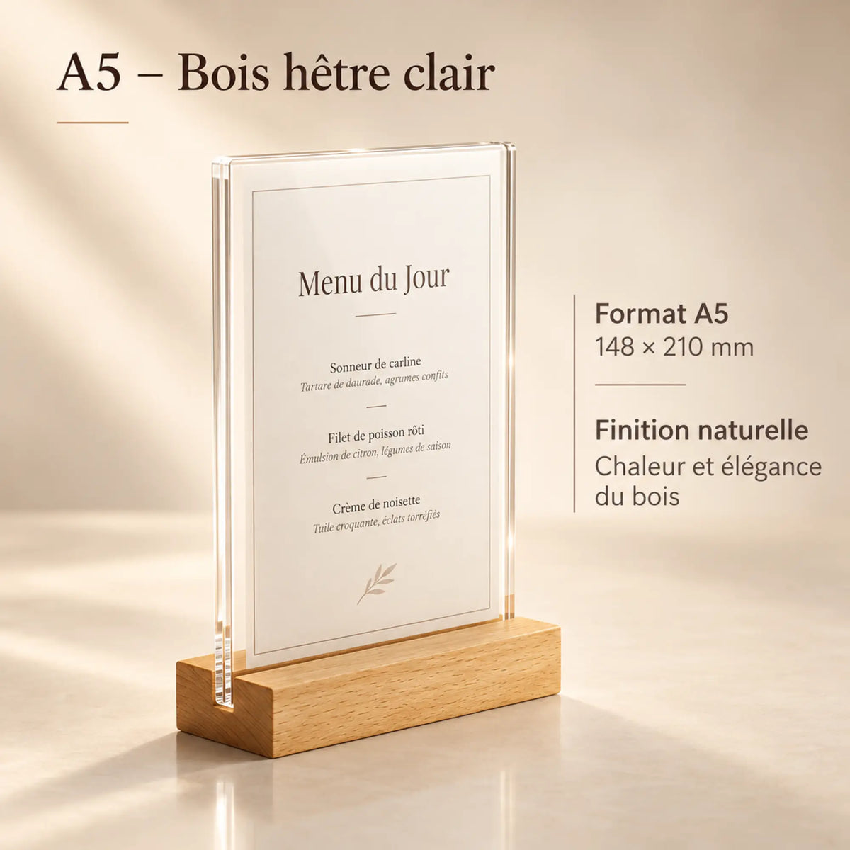 Chevalet de table plexiglass 