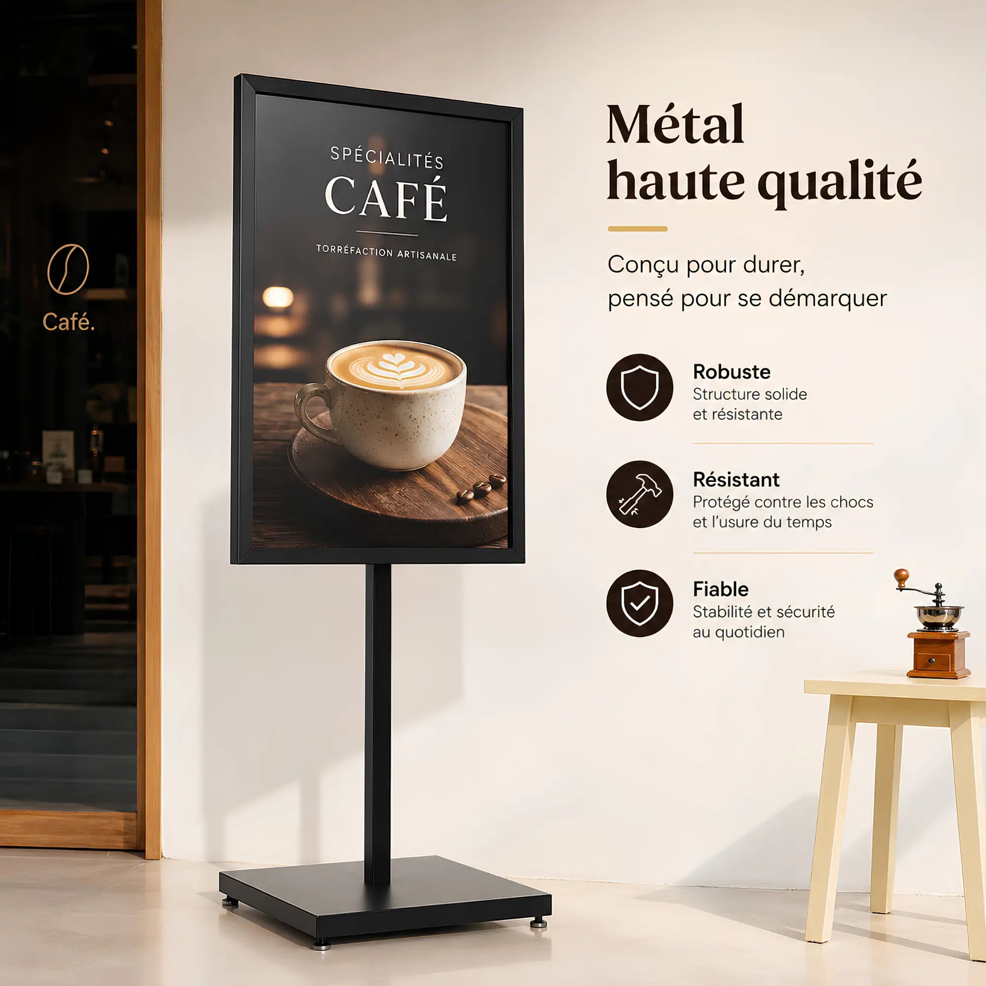 Chevalet d’affichage publicitaire sur pied