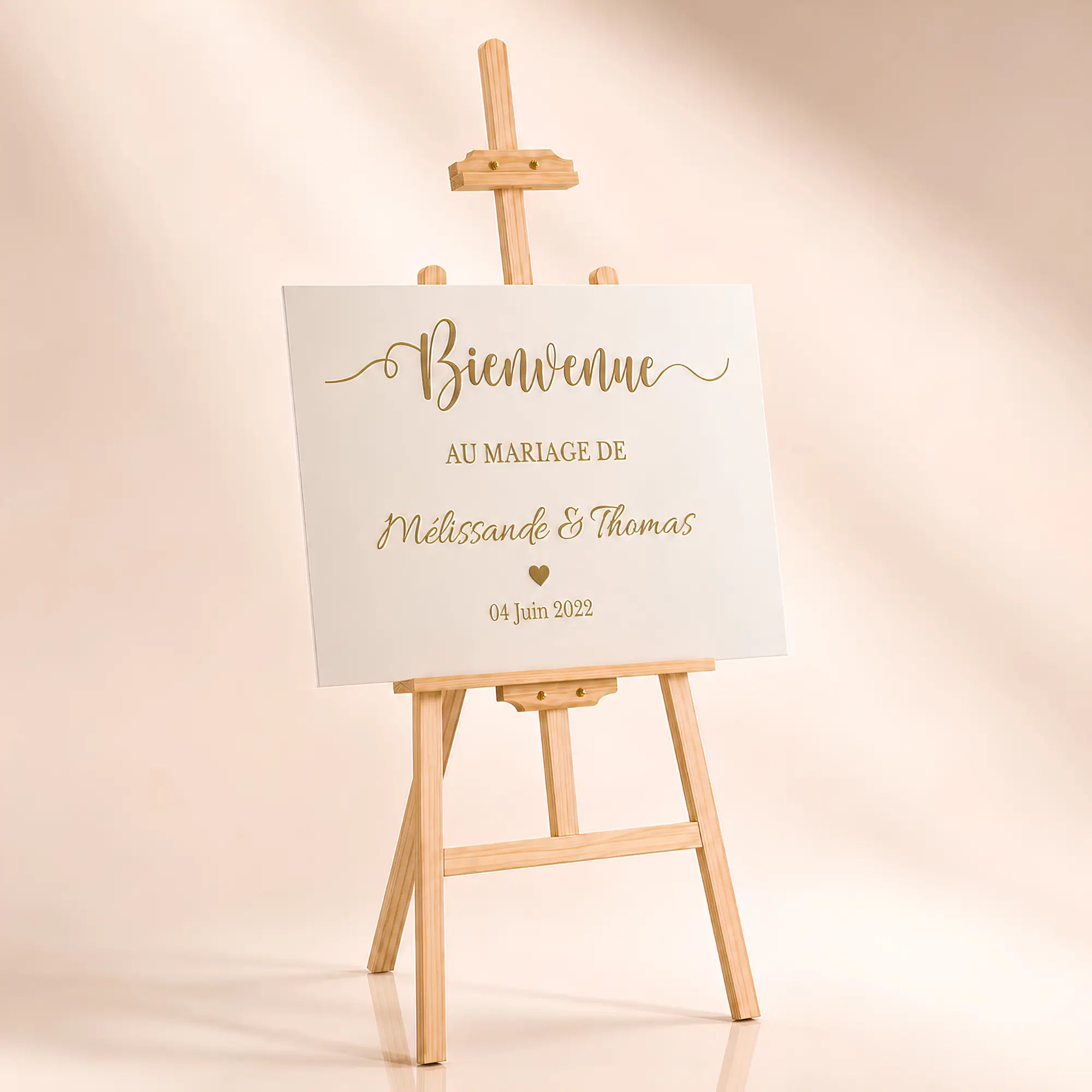 Chevalet en bois pour mariage avec panneaux personnalisé