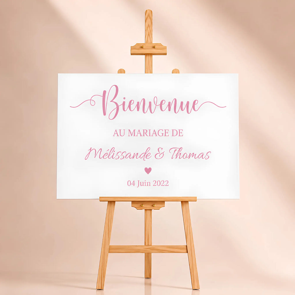 Chevalet en bois pour mariage avec panneaux personnalisé