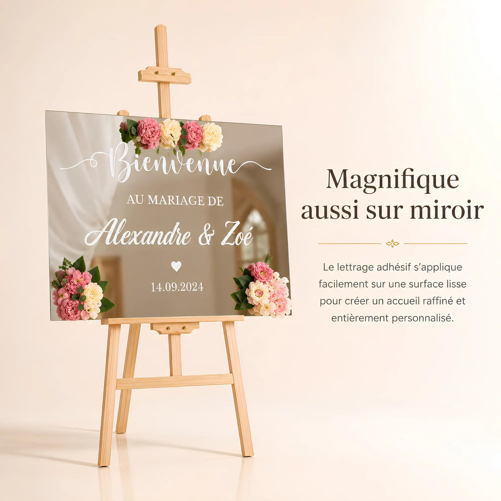 Chevalet en bois pour mariage avec panneaux personnalisé