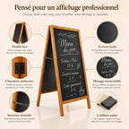 Chevalet trottoir tableau noir en bois 