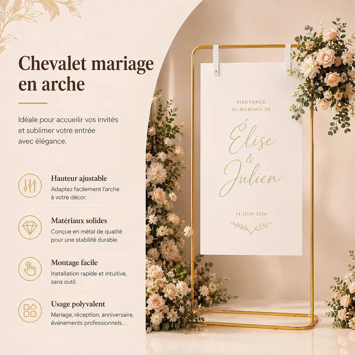 Chevalet mariage en arche 
