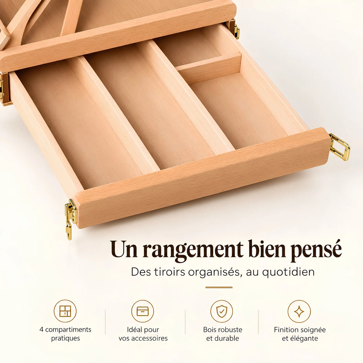 Boîte-chevalet réglable avec tiroir de rangement 