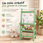 Chevalet pour enfant 3-en-1 avec rangement