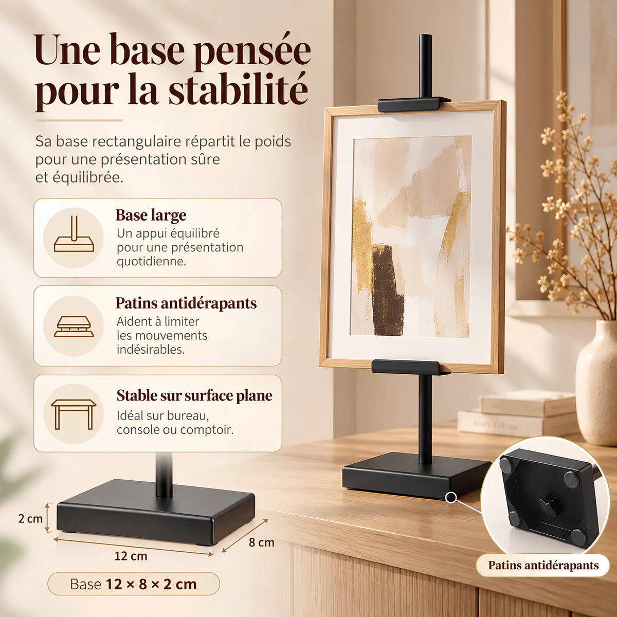 Chevalet d’exposition de table en métal réglable 