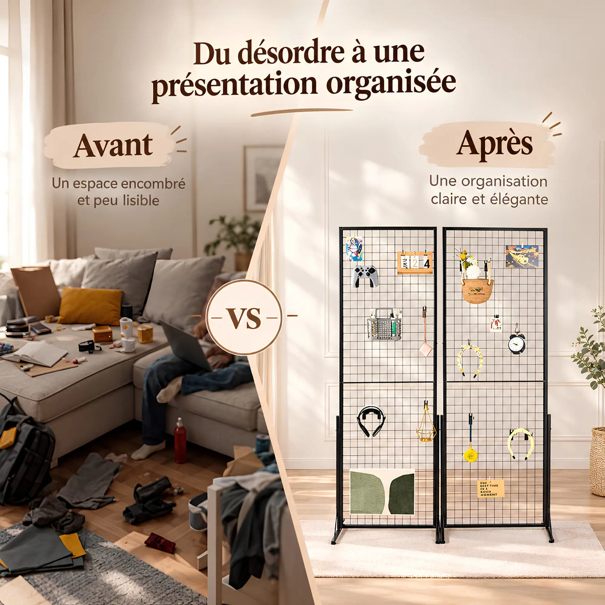 Grille publicitaire double face sur pied 