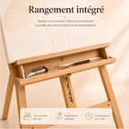 Chevalet de peinture en bois pliable avec rangement