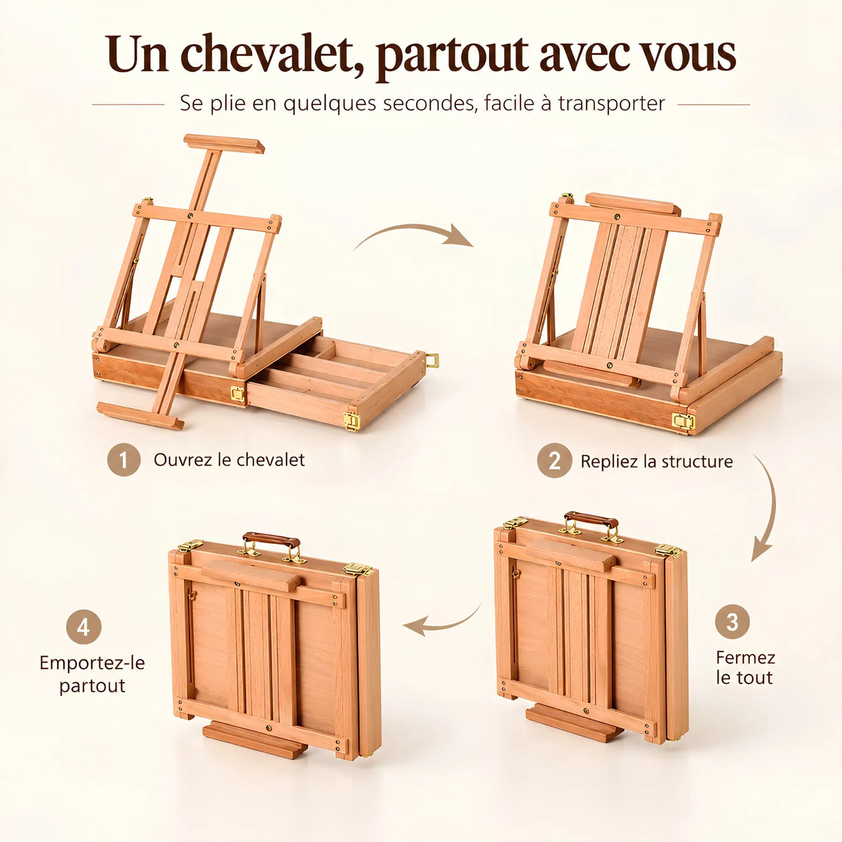 Boîte-chevalet réglable avec tiroir de rangement 