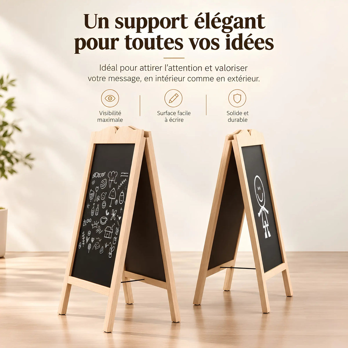 Chevalet stop-trottoir double face en bois 