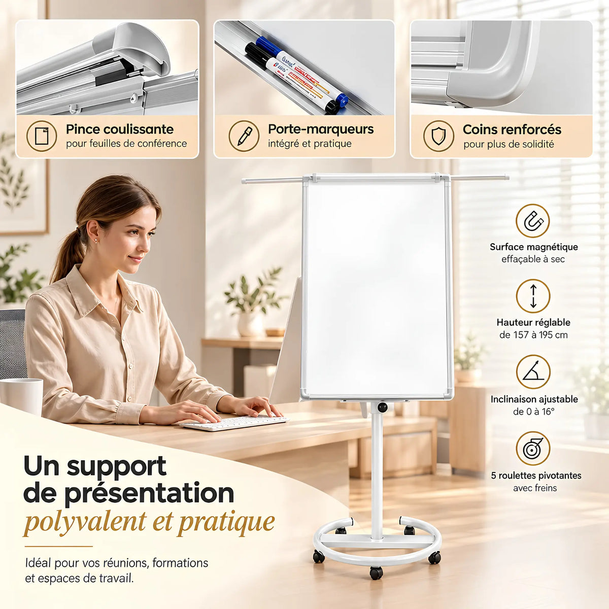 Chevalet de conférence professionnel réglable et inclinable
