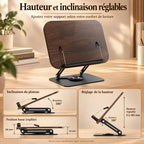 Chevalet de lecture en bois et métal avec base rotative