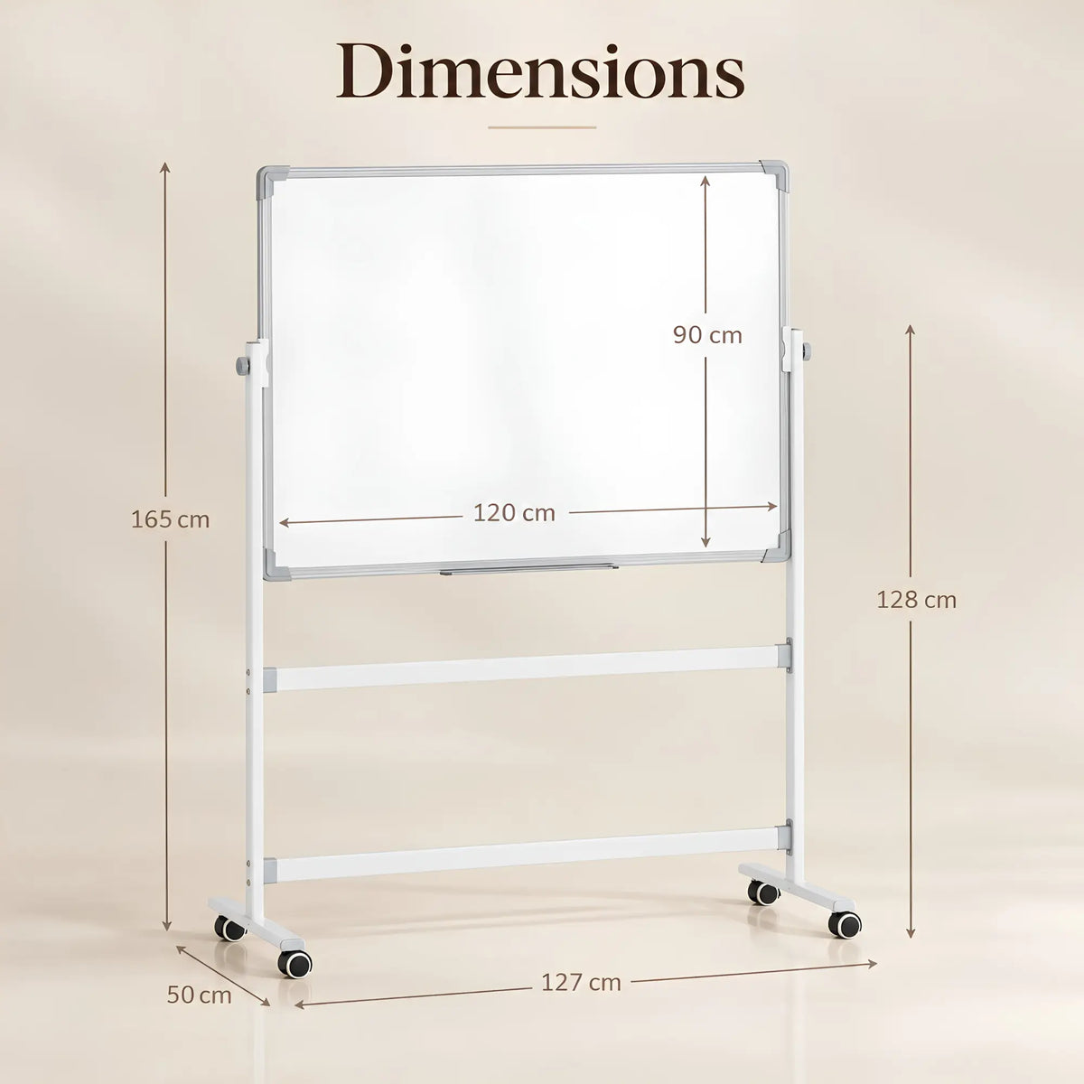 Grand chevalet tableau blanc de présentation mobile double face 