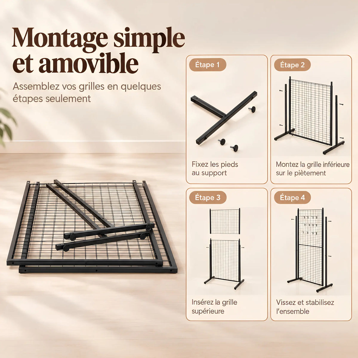 Grille publicitaire double face sur pied 
