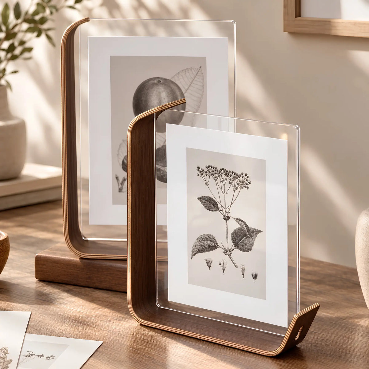 Chevalet d’exposition de table en plexiglas transparent