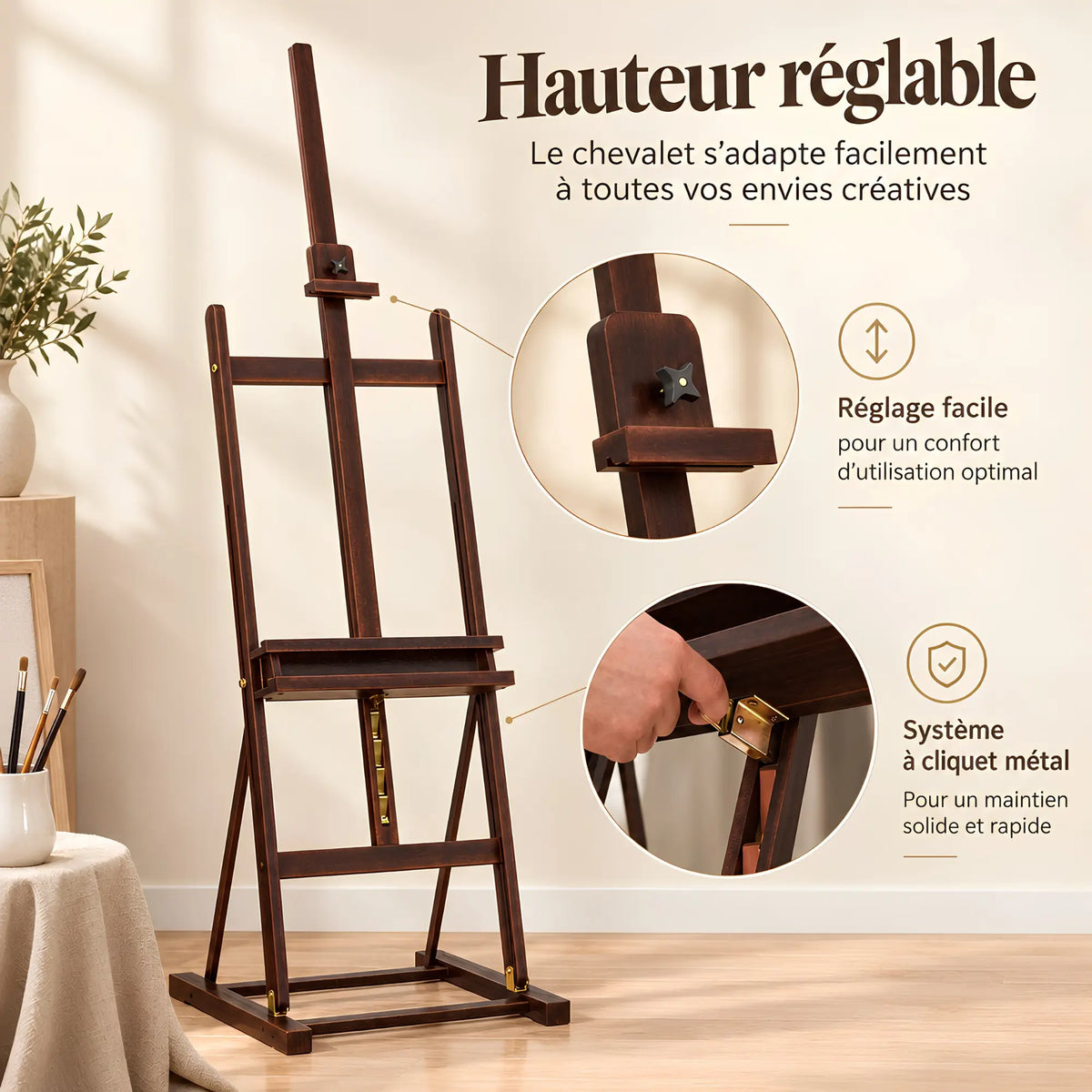 Chevalet d’atelier en hêtre à cadre H