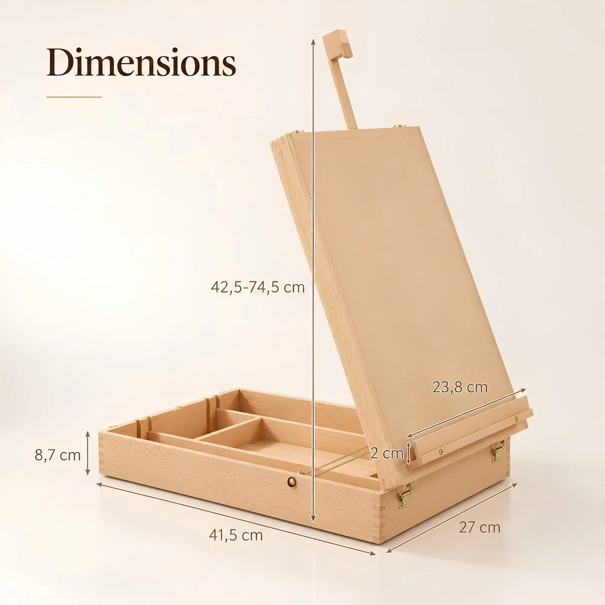 Grande boîte-chevalet de table en hêtre