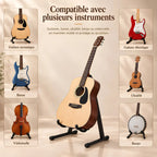 Support de guitare pliable en métal