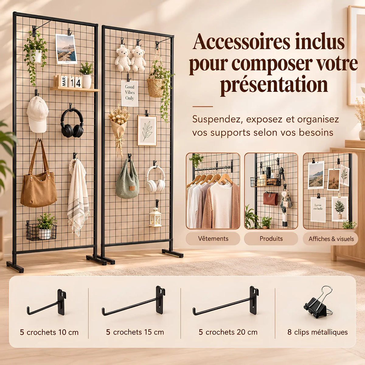 Grille publicitaire double face sur pied 