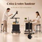 Bureau d’artiste inclinable complet avec tabouret et rangement 