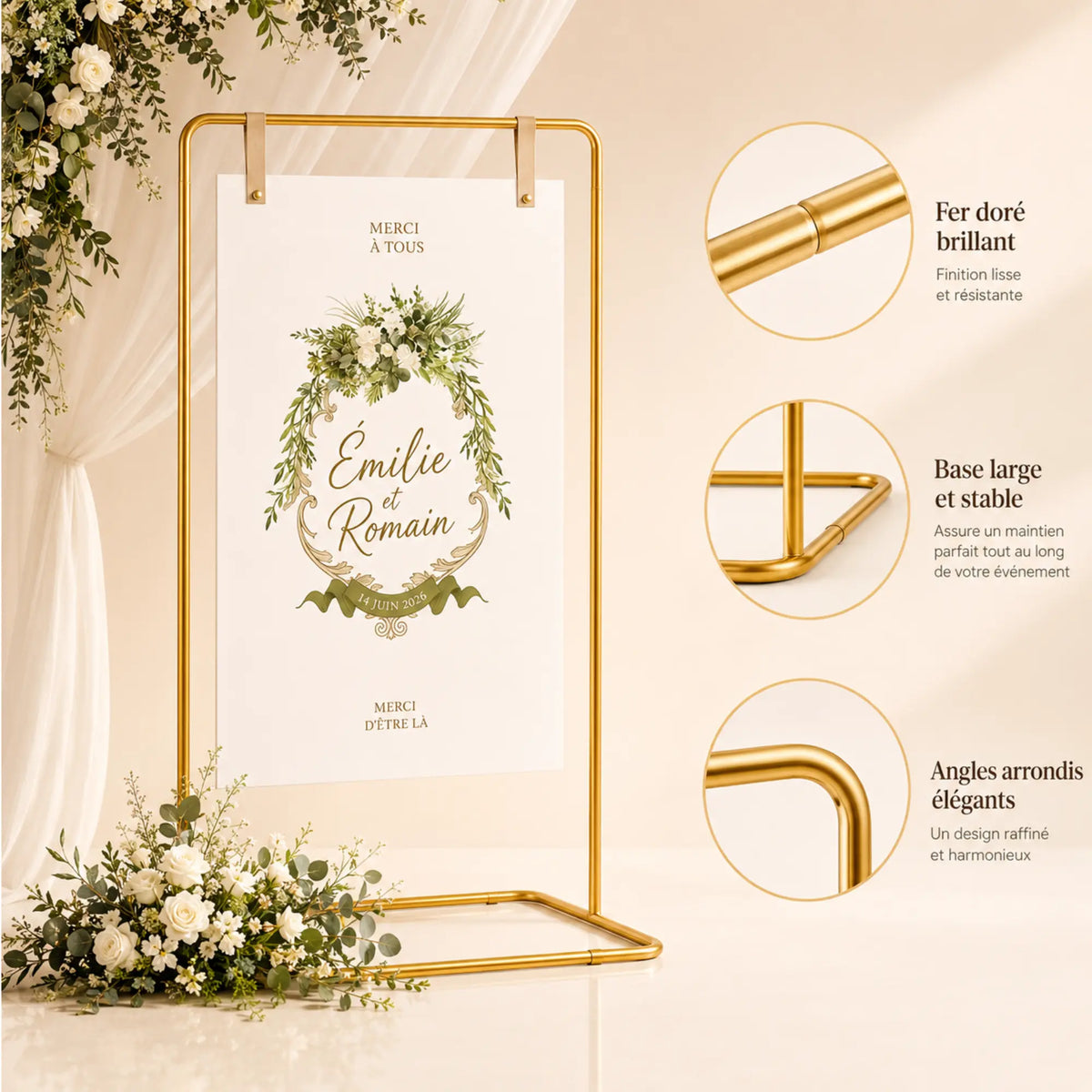 Chevalet mariage en arche 