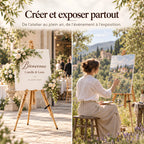 Chevalet trépied en bois pour peinture et exposition