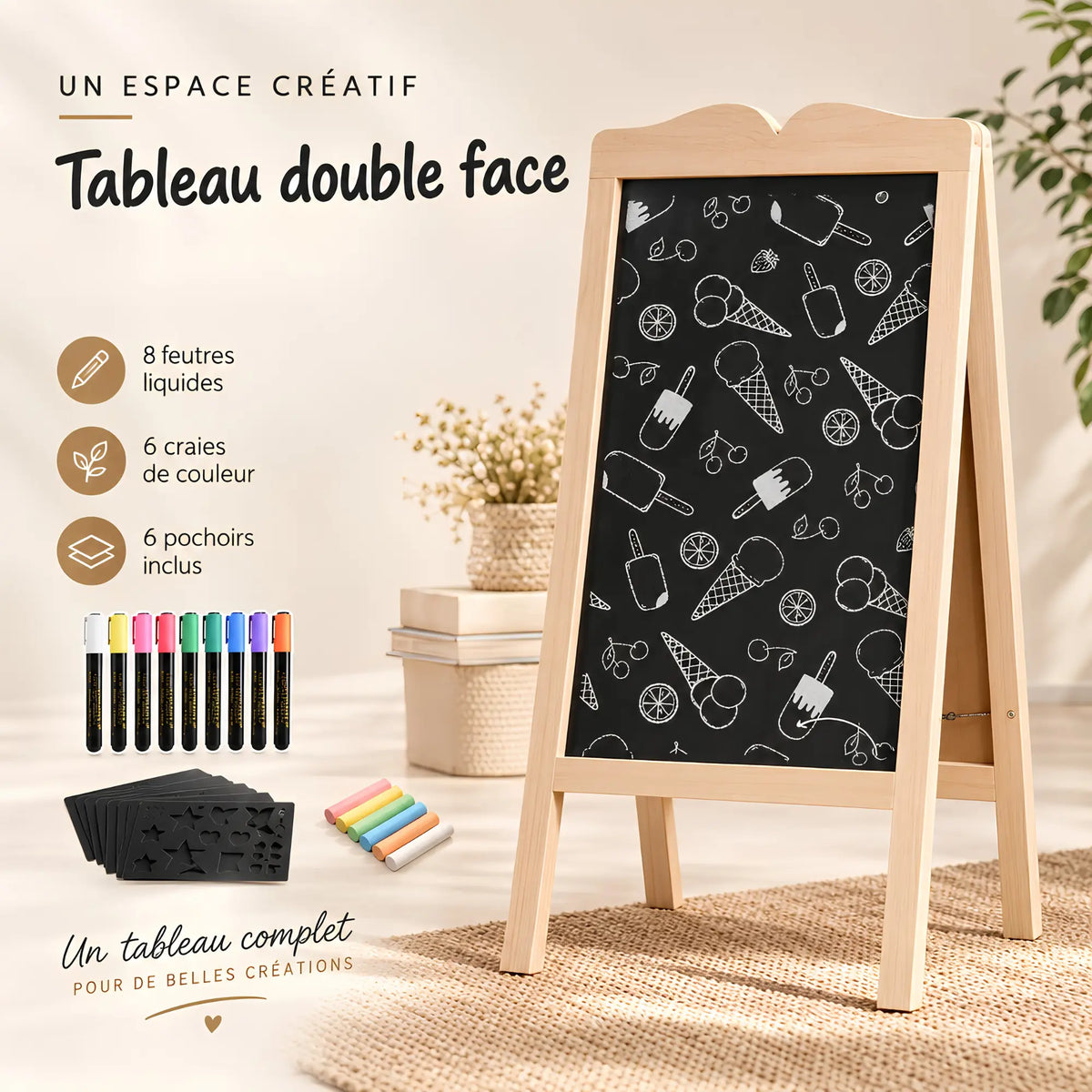 Chevalet stop-trottoir double face en bois 
