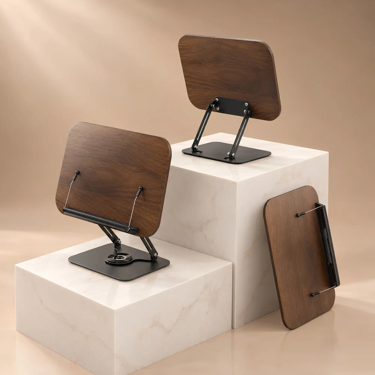 Chevalet de lecture en bois et métal avec base rotative
