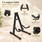Support de guitare pliable en métal