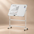 Grand chevalet tableau blanc de présentation mobile double face 
