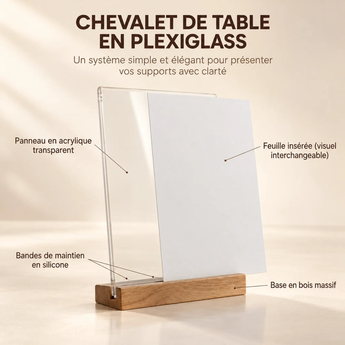 Chevalet de table plexiglass 
