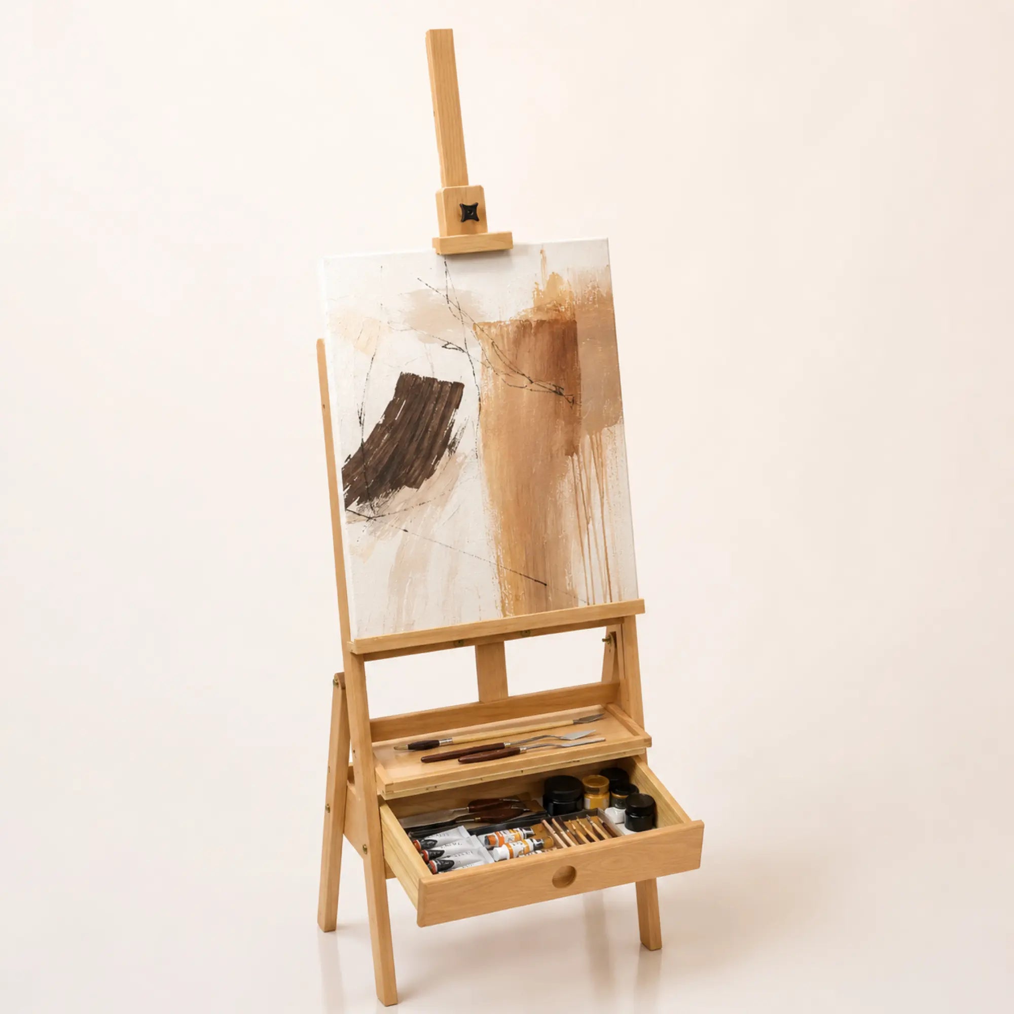 Chevalet en bois avec étagère