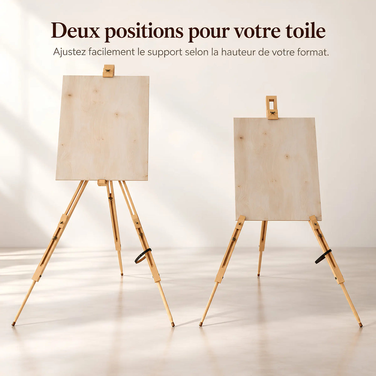 Chevalet trépied en bois pour peinture et exposition
